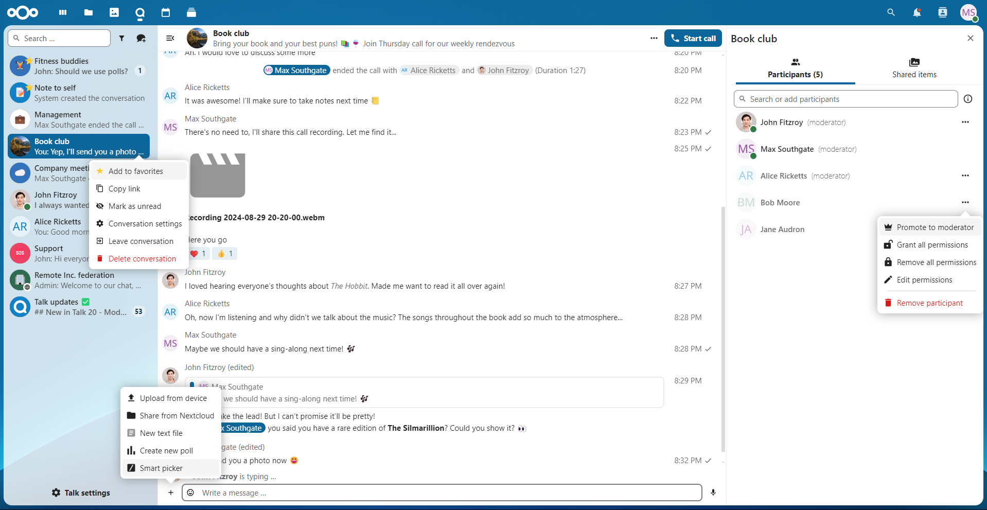 Nextcloud Talk 即时通讯聊天